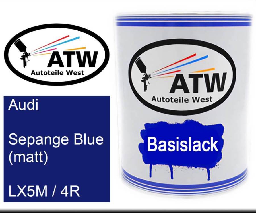 Audi, Sepange Blue (matt), LX5M / 4R: 1L Lackdose, von ATW Autoteile West.